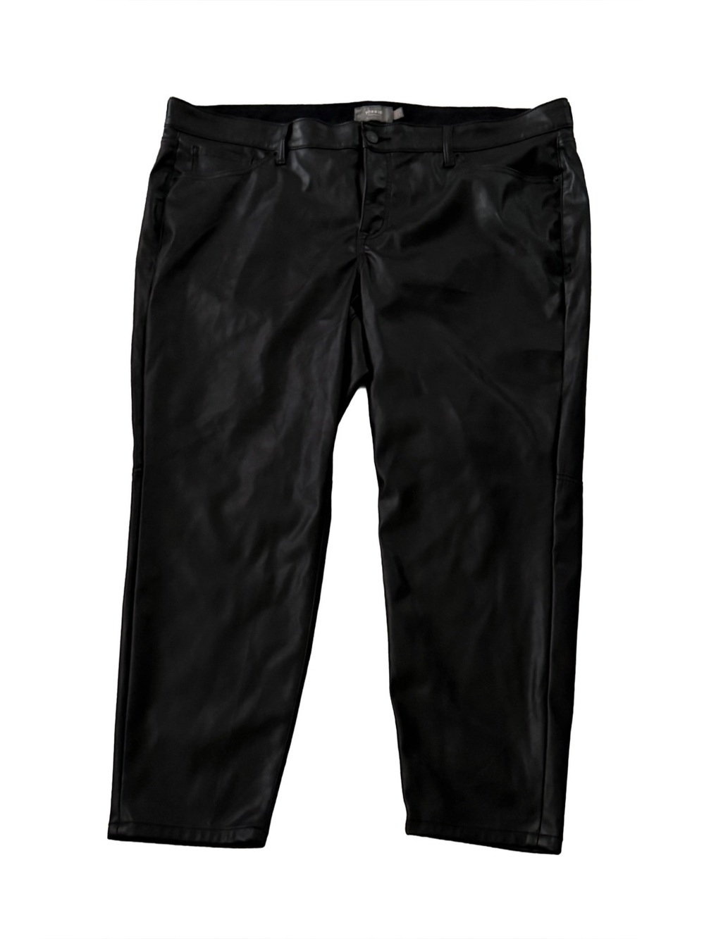 Torrid Black Faux Leather Button Front Pants with Pockets Plus Size 22 NWOT